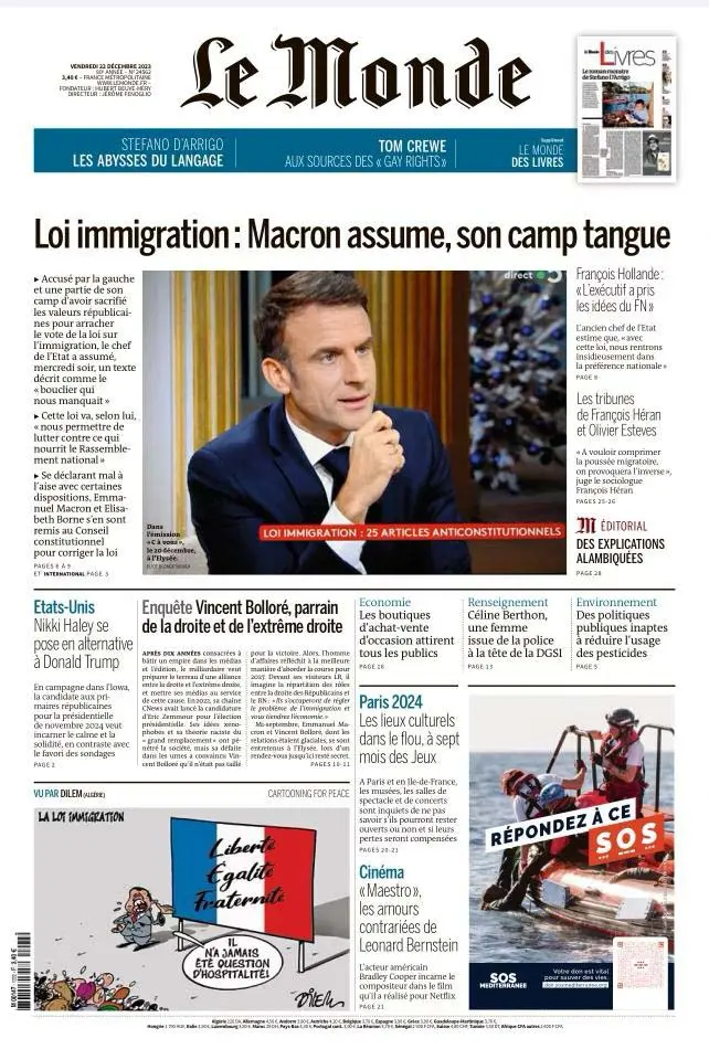 Couverture Le Monde - Décembre 2023 - Presse de Karen Swami - 1
