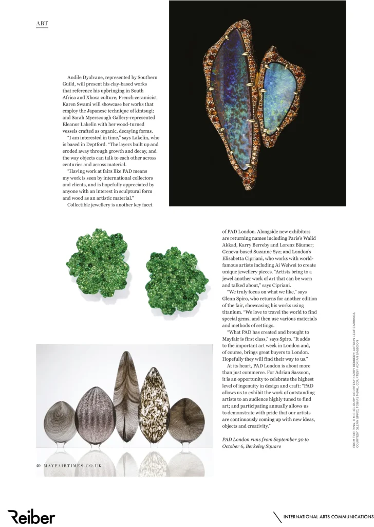presse ceramique paris, 2019 création parisienne de karen swami, exposée au pad london, vase fait main en grès craquelé et doré, illustrant l’excellence de la céramique d’art contemporaine française
