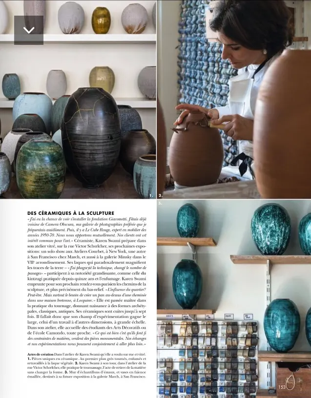 presse potier art, karen swami atelier parisien, de la céramiste karen swami, vases en grès fait main, création contemporaine inspirée du kintsugi japonais