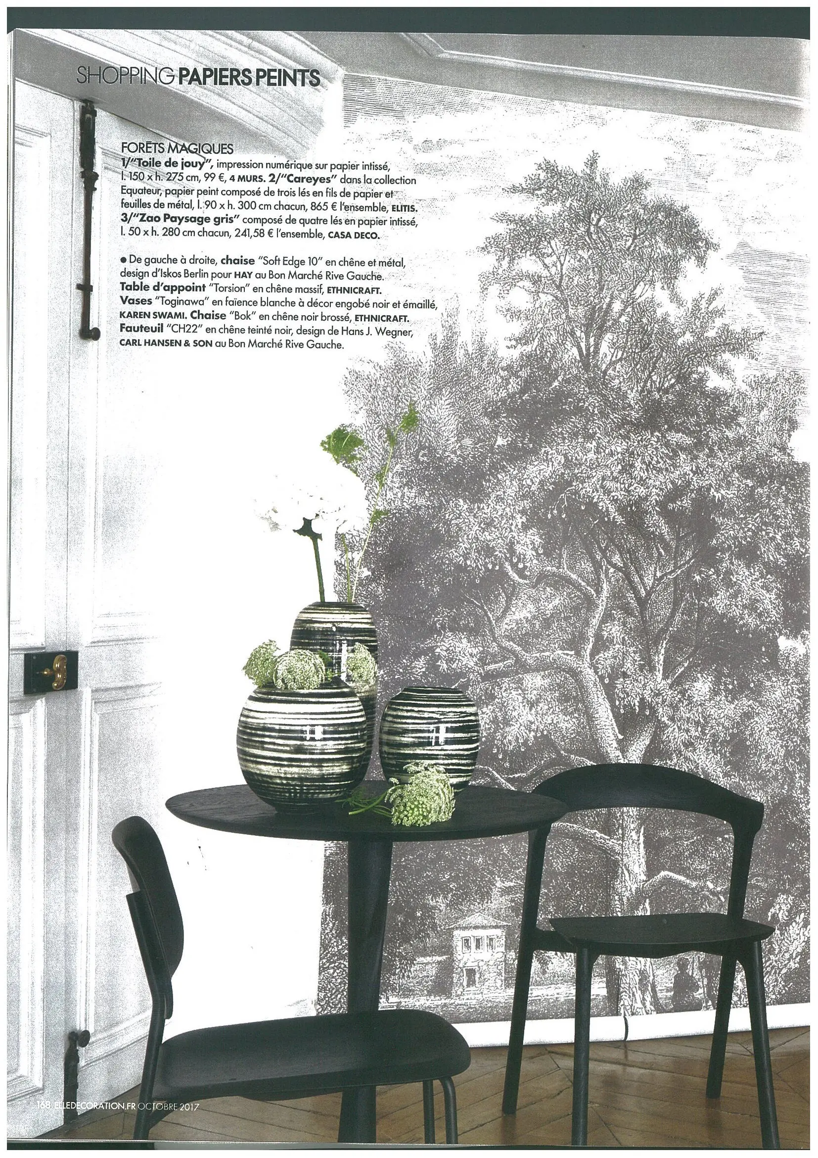 presse céramique contemporaine, vases toginawa en faïence blanche émaillée par la céramiste karen swami, création parisienne faite main, présentés dans une mise en scène de design intérieur élégant