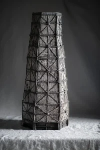 Art pottery exhibition paris 2023, Minsky Gallery, his works in smoky stoneware resonate with the visual universe of the couple of artists