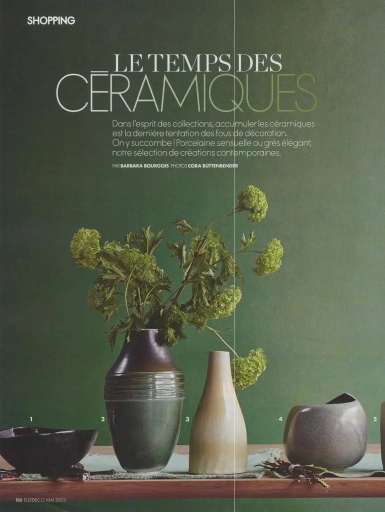 press art pottery, oribe-style porcelain vase, thrown and glazed, creation by karen swami, unique piece, handmade, parisian creation, elle décoration 2015