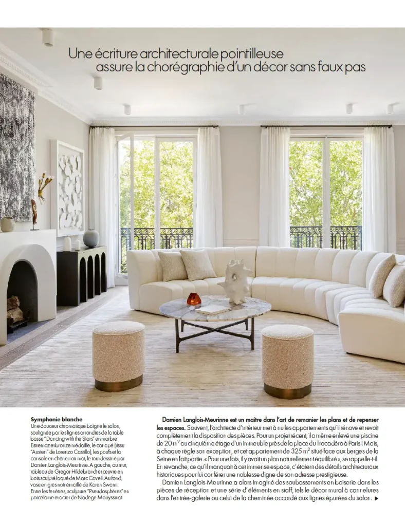 press contemporary ceramics, vase signed by karen swami in a bright parisian living room, handmade creation in glazed stoneware with natural tones, contemporary art ceramics article