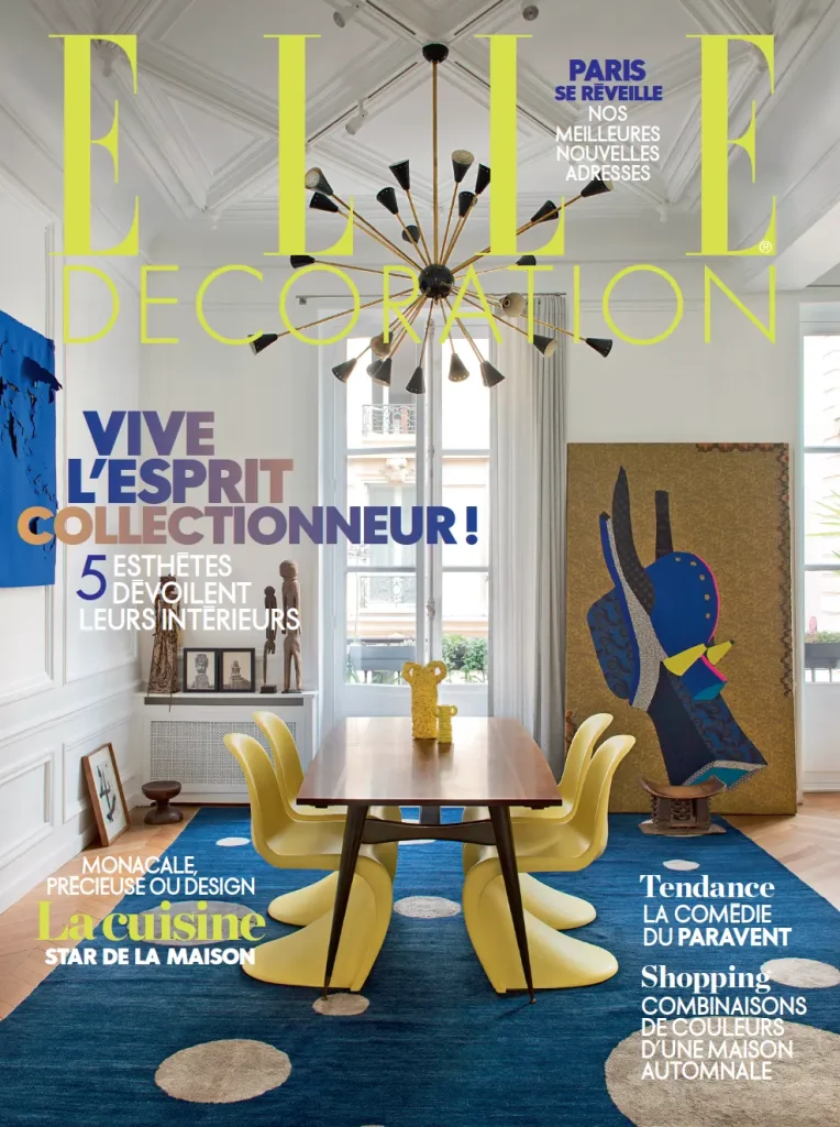 press contemporary ceramics, vase signed by karen swami in a bright parisian living room, handmade creation in glazed stoneware with natural tones, contemporary art ceramics article