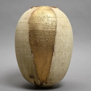 ceramic vase, with rich gold detail and crackled glaze, unique handmade vase, a luxury decor object, elevates any interior, made in Paris